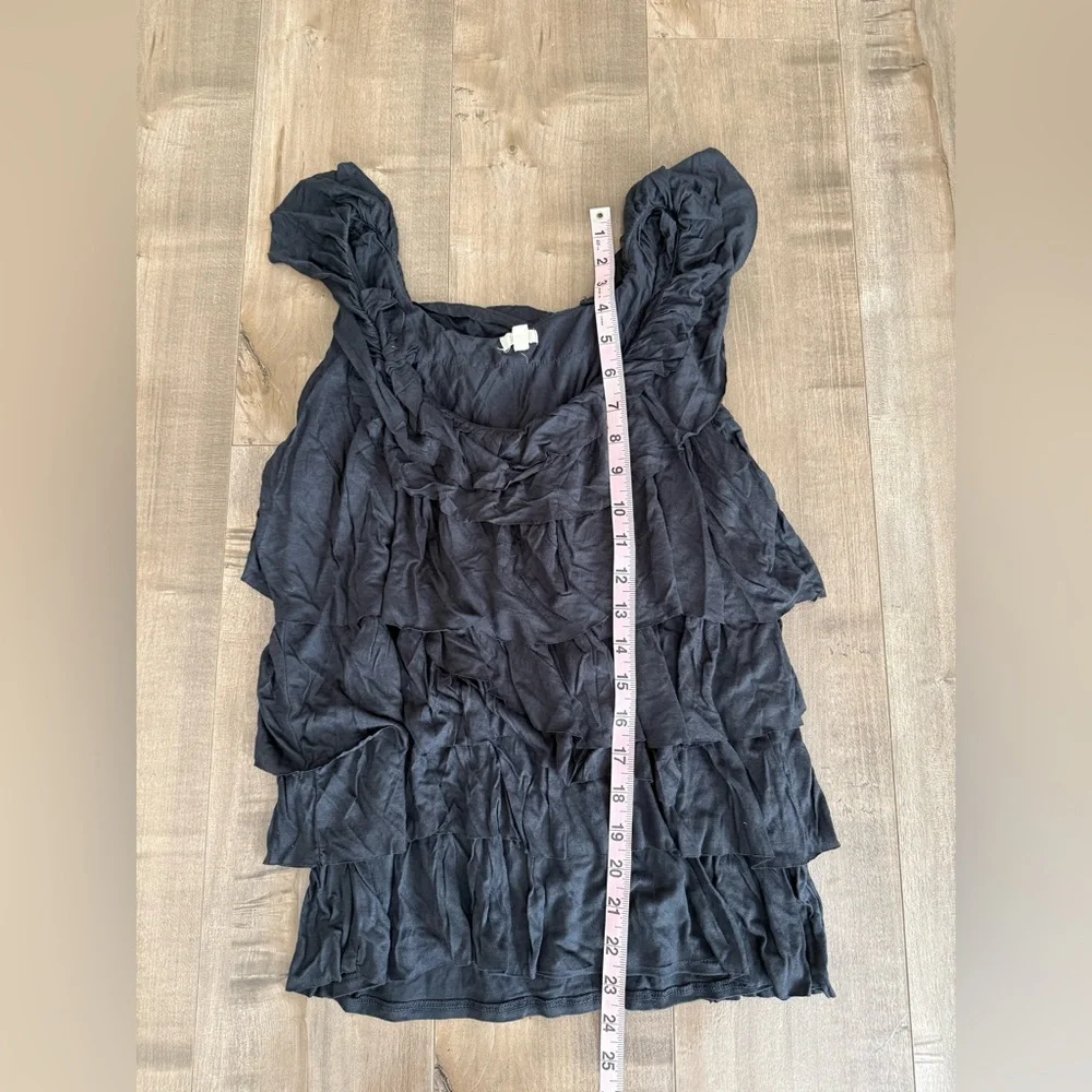 Lot of 2 J Crew Shirts Women Medium Cascading Ruffles Gray Short Sleeve Tank Top